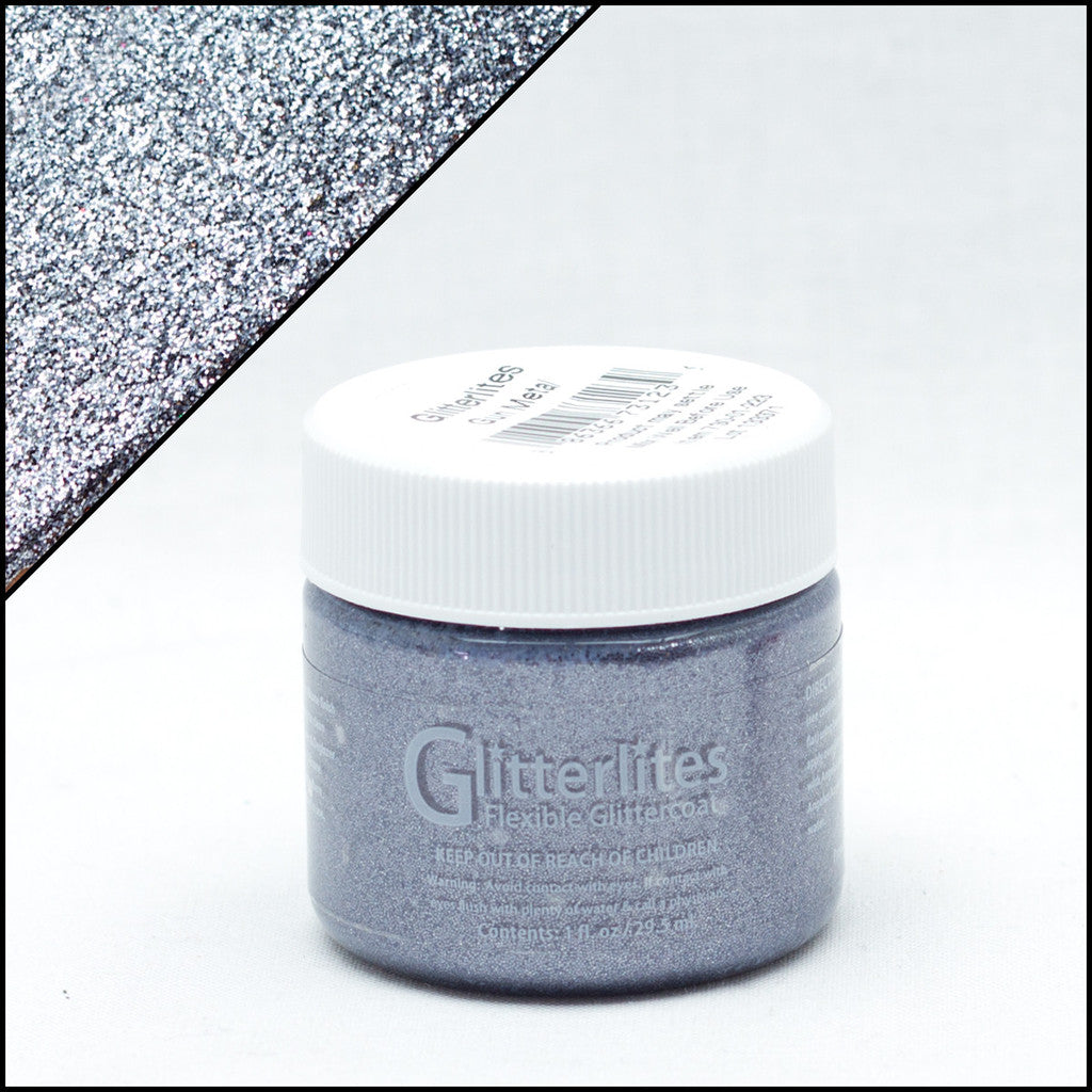 Angelus Glitterlites Gun Metal -glittermaali, 1 oz